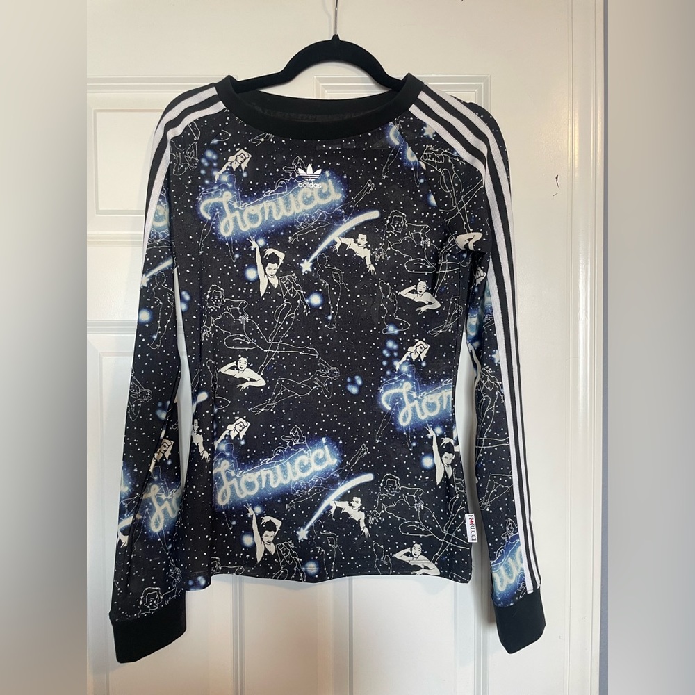 Adidas unusual print women’s long sleeve shirt.